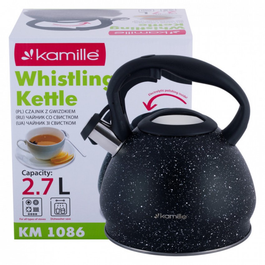

Чайник 2,7 л из нержавеющей стали со свистком Kamille KM-1086