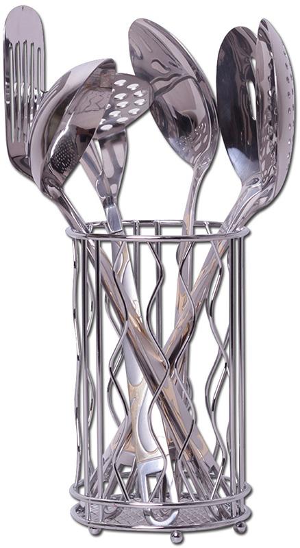 

Набор кухонных аксессуаров Kamille Crystal Gold 6 предметов в металлическом стакане Kamille KM-5231