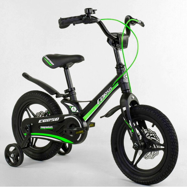 

Велосипед детский двухколесный Corso 14" магниевая рама литые диски 3-4 года Черный (7988453)