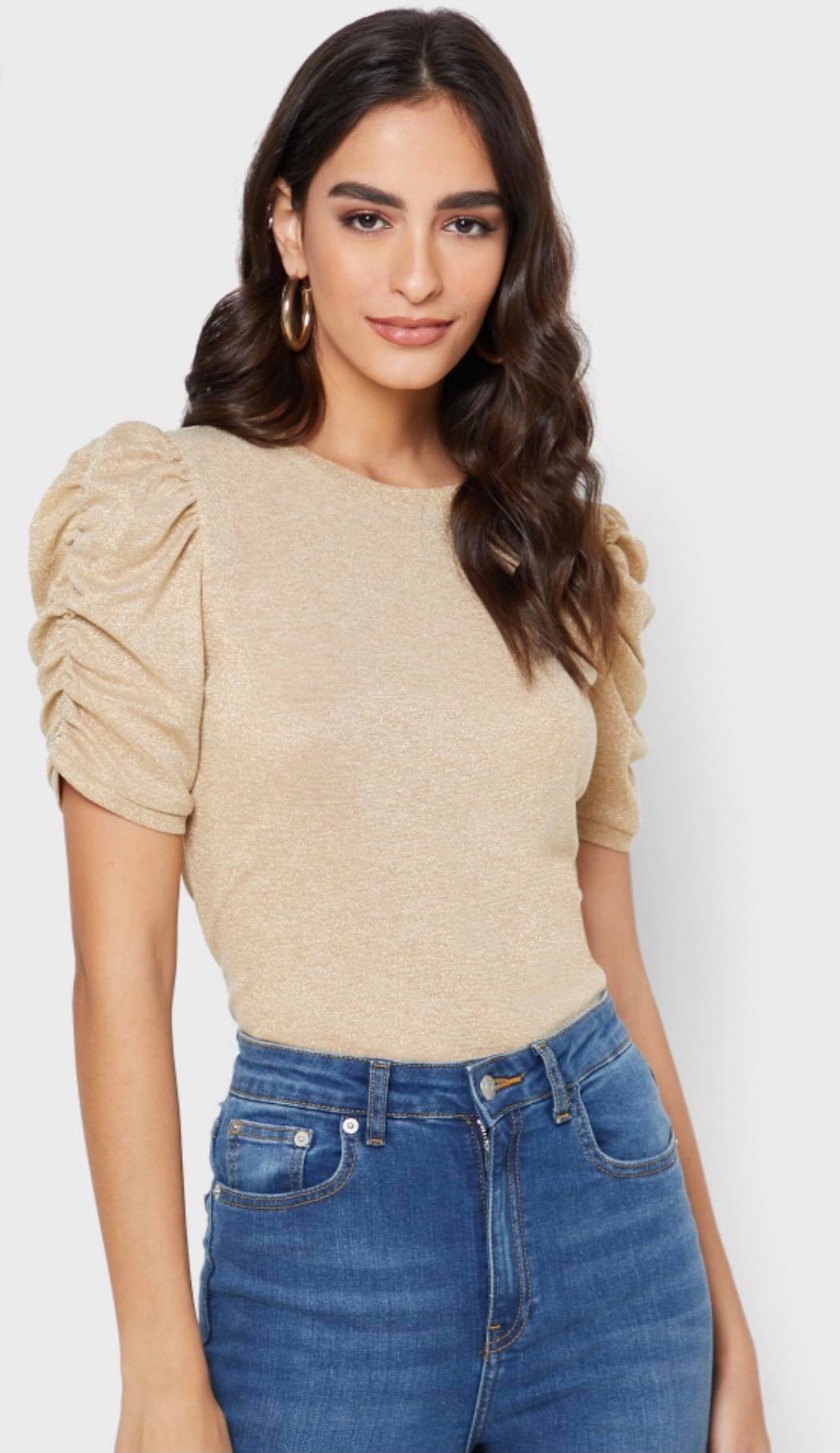 

Блуза ONLY CAROLINE GLITTER TOP 15214364 Ecru XS бежевый