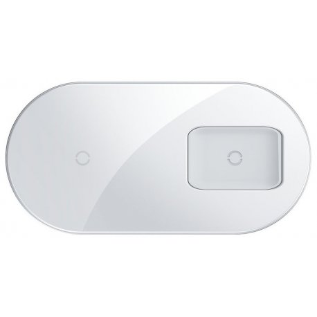 

Беспроводное зарядное устройство Baseus Simple 2 in 1 Wireless Charger Pro Edition For Phones+Pods White (WXJK-C02)