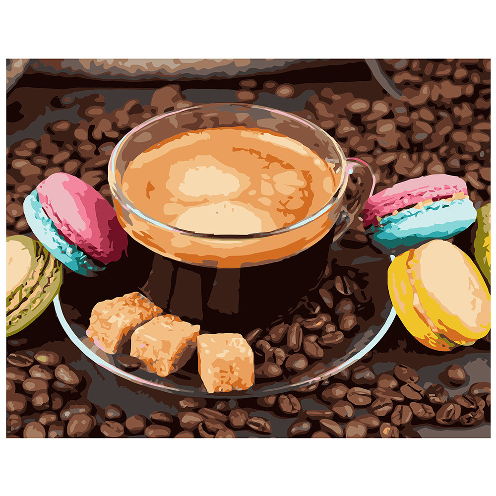 

Картины по номерам Набор для росписи по номерам Кофе с макарунами (VA-1217)