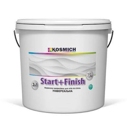 

Акриловая шпаклевка для стен и потолков универсальная KOSMICH Start + Finish (7,5 кг)