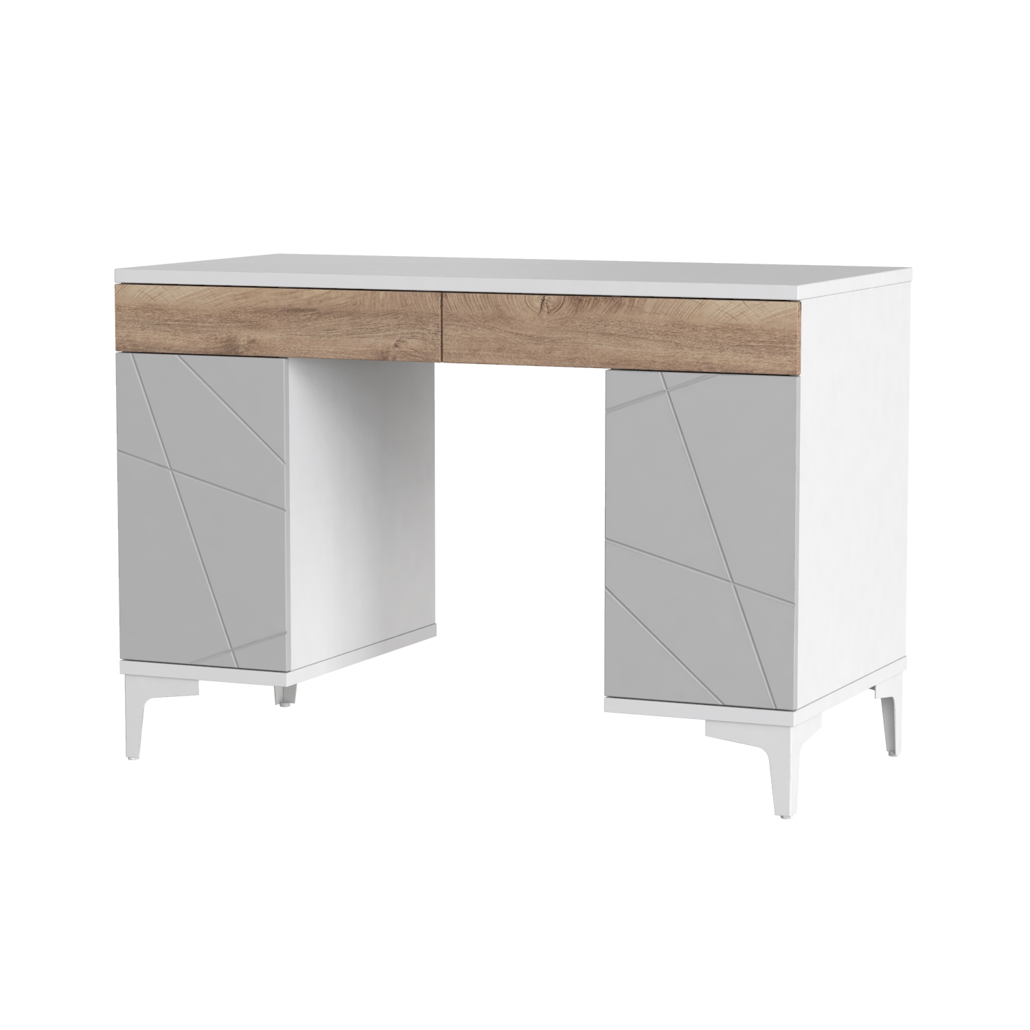 

Туалетный столик в спальню Picassa из ДСП аляска/МДФ пепельный софт тач/металл белый цвет Artinhead