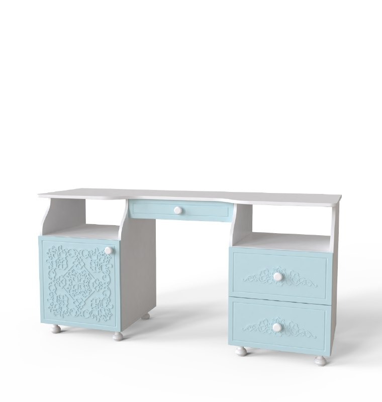 

Туалетный столик в спальню Amelie ЛДСП аляска/МДФ голубая лагуна цвет Artinhead