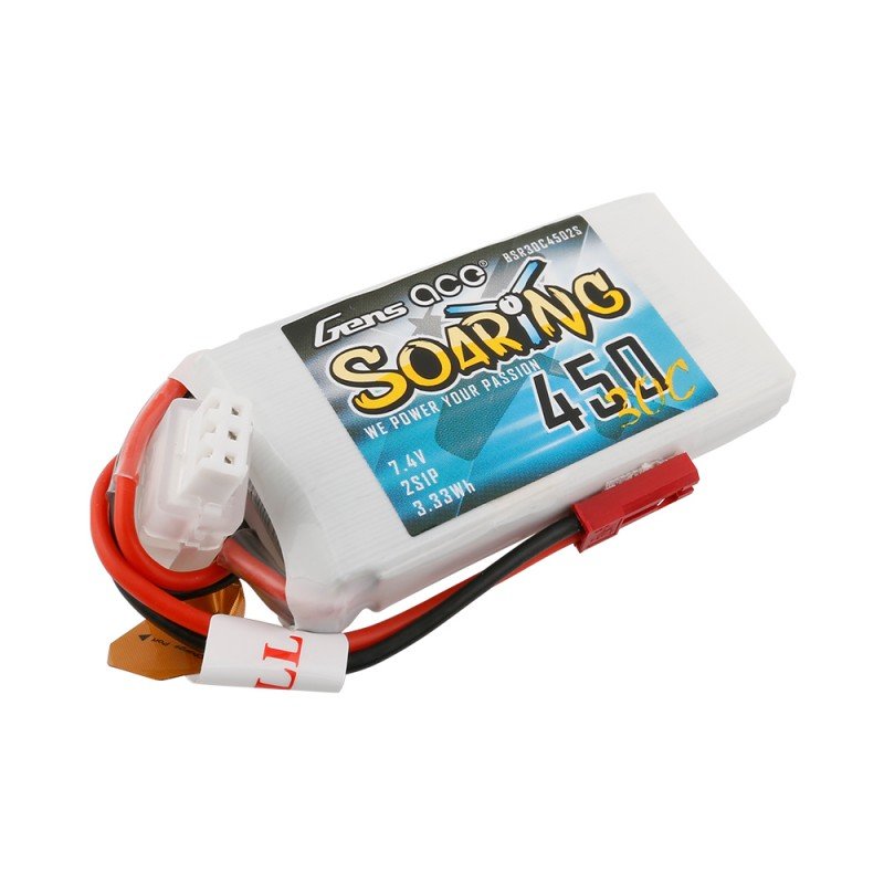 

Аккумулятор Gens Ace Soaring LiPO 7,4В 450мАч 2S 30C 56,5х31х9мм 33г JST-SYP (BSR30C4502S)