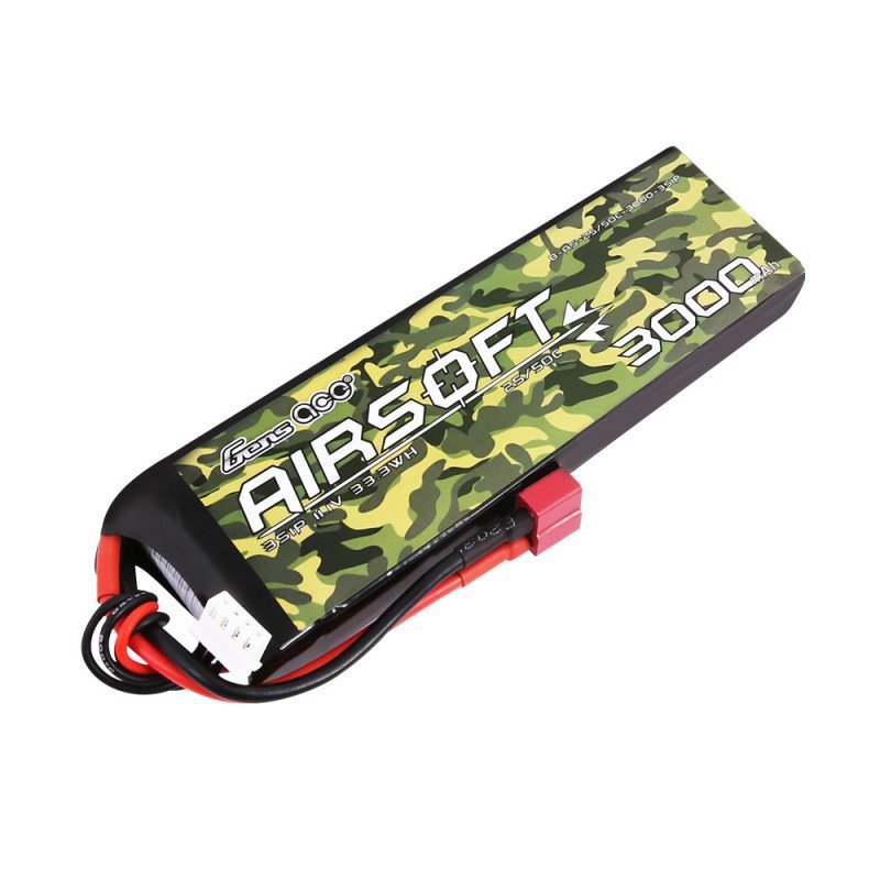 

Аккумулятор для страйкбола Gens Ace LiPO 11,1В 3000мАч 3S 25C 133х43х18мм 201г T-Plug Airsoft (B-AS-25/50C-3000-3S1P)