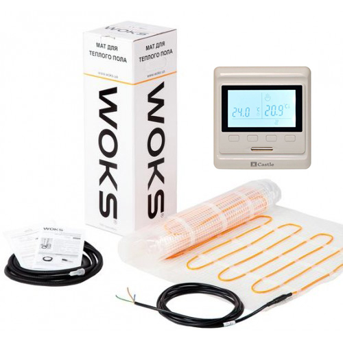 

Мат Теплого пола WoksMat мощность 960Вт, 6,0м2 + программируемый терморегулятор Castle E53