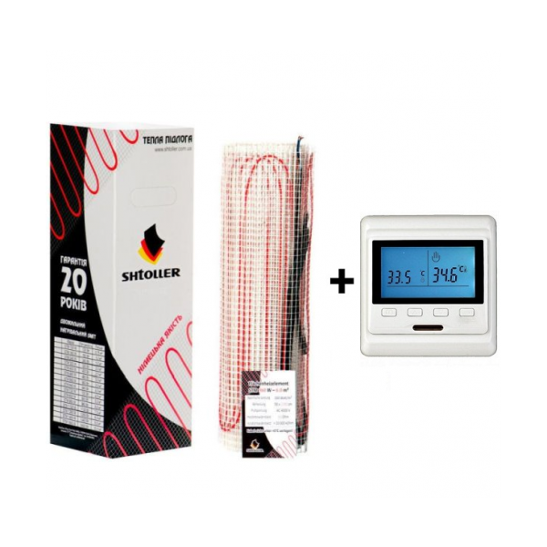 

Shtoller двухжильный нагревательный мат SH-EC 2109i 1620 вт 9.0 м2 + программируемый терморегулятор Castle Е53