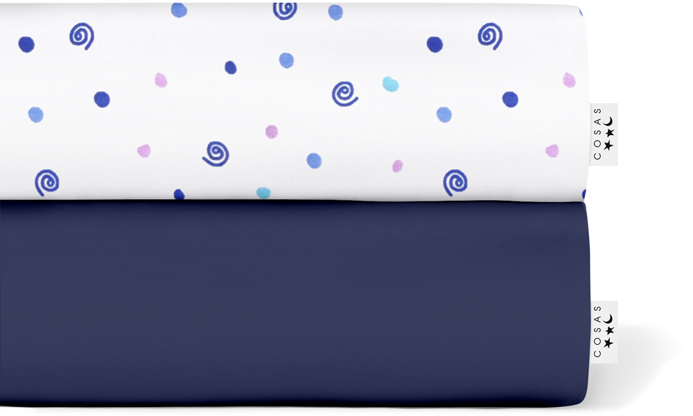 

Набор Cosas простынь на резинке 60x120 2 шт SetSheet_DarkBlue_SpiralDrops