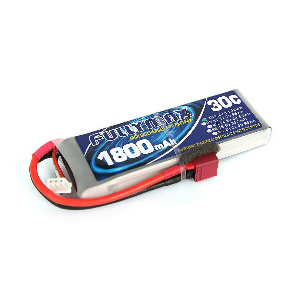 

Аккумулятор Fullymax LiPO 7,4В 1800мАч 2S 30C 101х35х12,6мм 101г T-Plug (FB1800HP-2S)