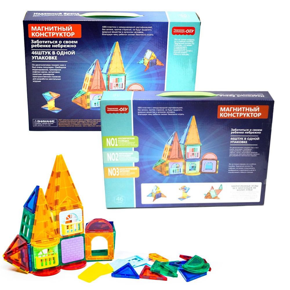 

Магнитный конструктор 46 деталей 686-46E, развивает логику, абстрактное и пространственное мышление