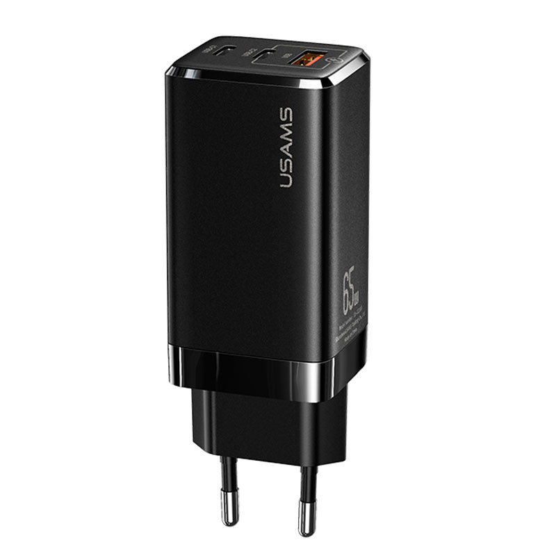 

СЗУ Usams US-CC110 GaN Mini 65W (2Type-C/1USB QC) Черный