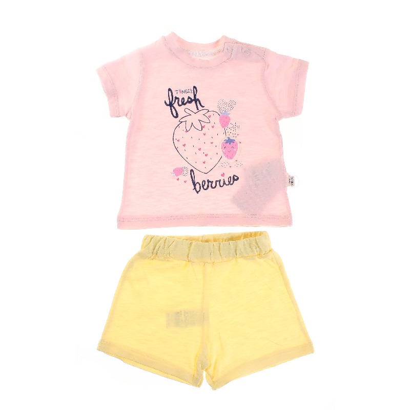 

Футболка + Шорты для девочки TONGS 2863 80 см пудровый/желтый (552255)