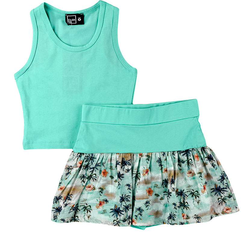 

Комплект летний для девочки (топ + шорти-юбка) CLOISE СL0214001-445 98 см мятный