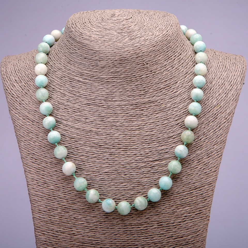 

Бусы из натурального камня Ларимар гладкий шарик, диаметр 10(+-)мм, длина 45см, ida39883