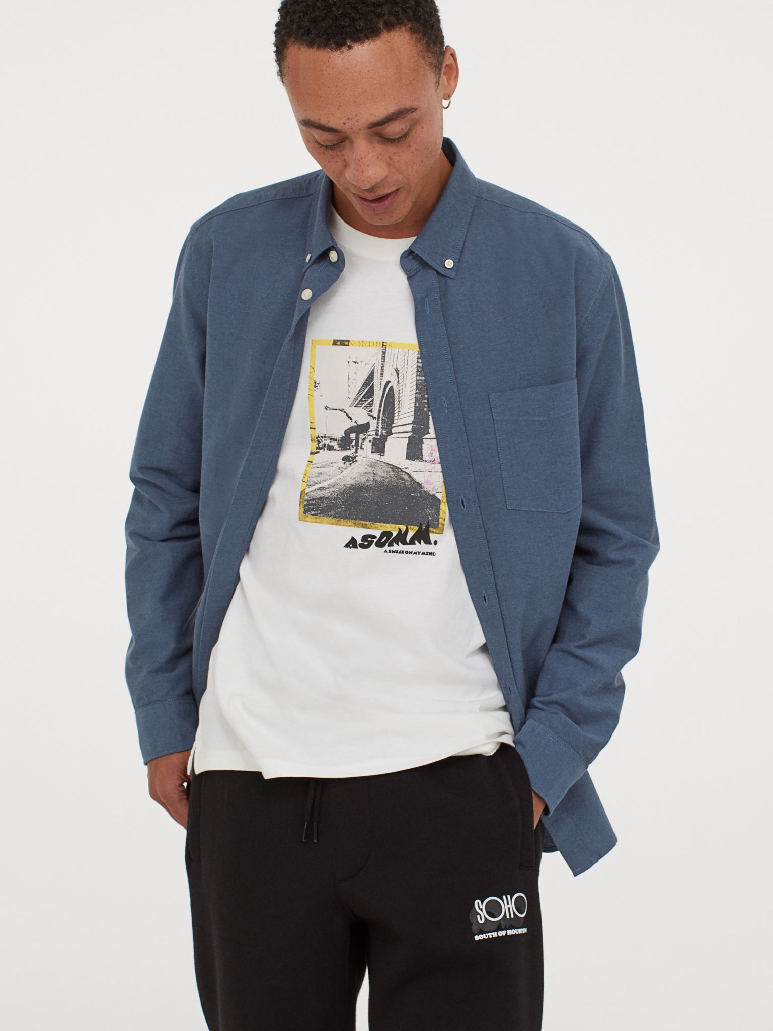 

Рубашка H&M 304-7958362 XXL Синяя