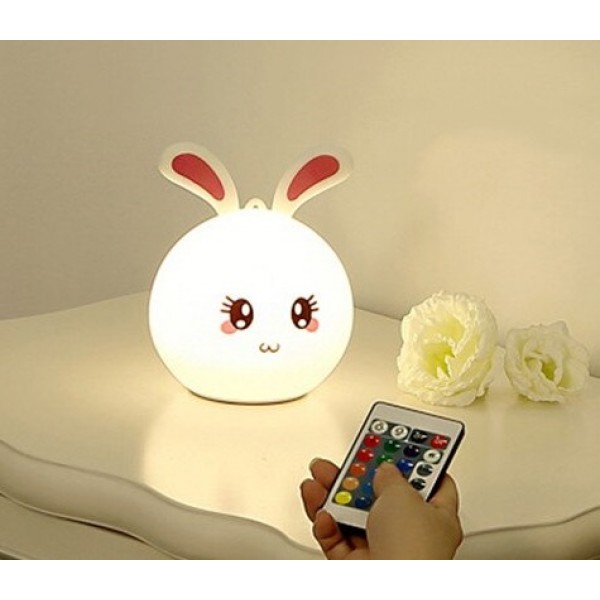 

Силиконовый ночник 3DTOYSLAMP Зайчонок с розовыми ушками 16 цветов Пульт ДУ