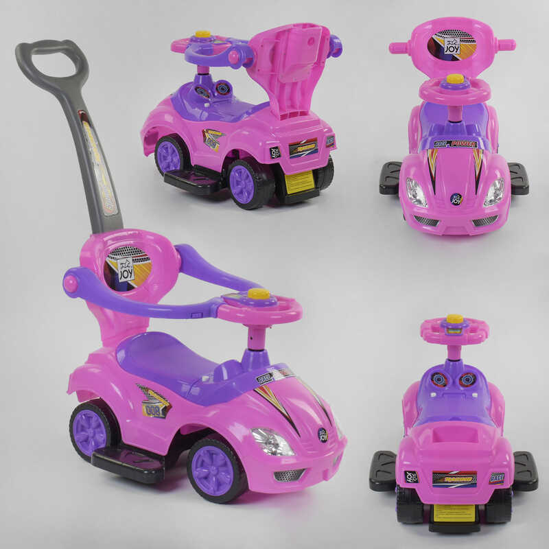 

Машина-толокар JOY родительская ручка, съемный защитный бампер, багажник розовый 3545 - Р (1)