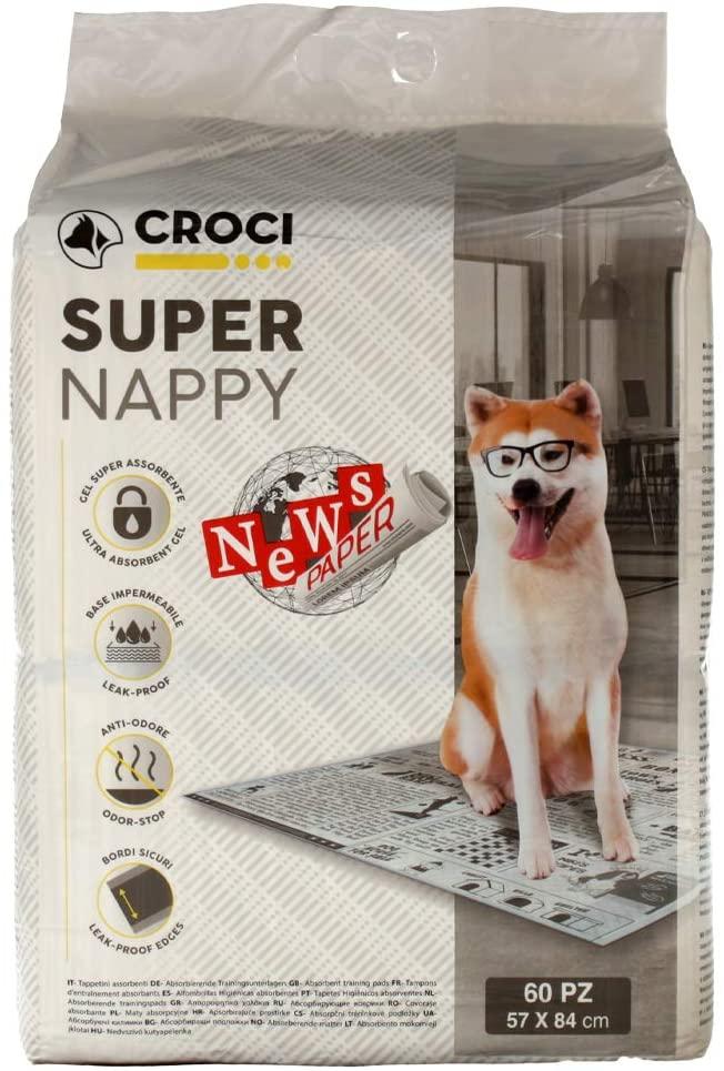 

Одноразовые пеленки для собак Croci Super Nappy, принт газета 84*57 см (60 шт)