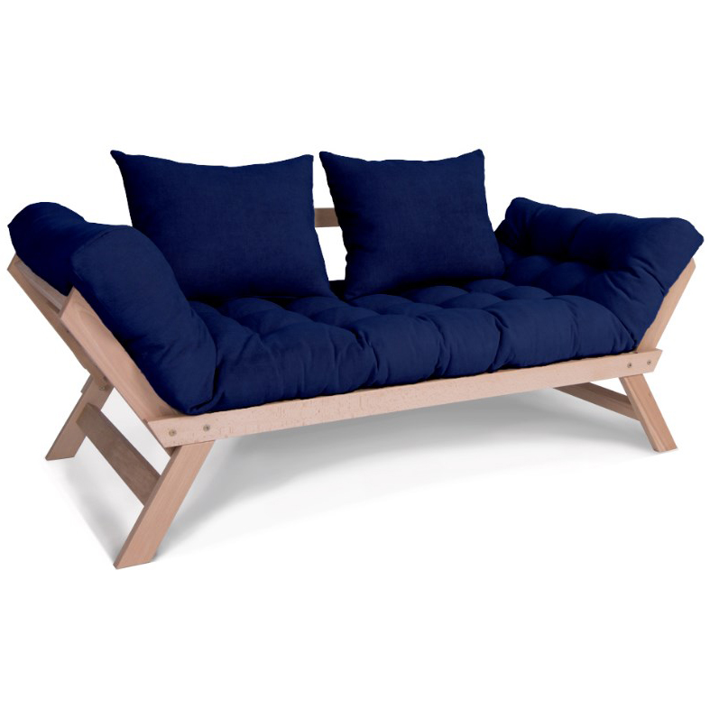 

Диван футон в стиле Лофт раскладной в гостиную деревянный из массива бука Allegro Woodman цвет без покрытия/синий