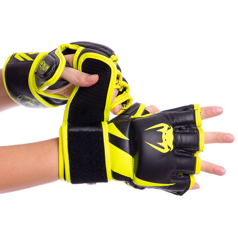 

Перчатки для смешанных единоборств Venum 5789 размер XL Black-Yellow