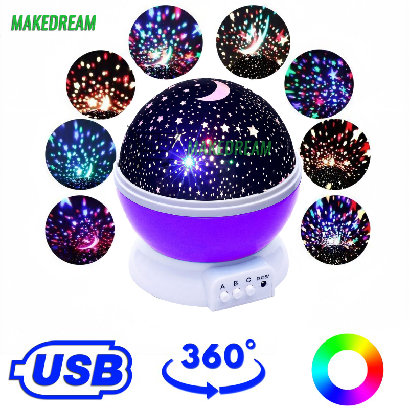 

Проектор звездное небо Dream Star Guide USB вращающийся ночник шар Фиолетовый (S0002)