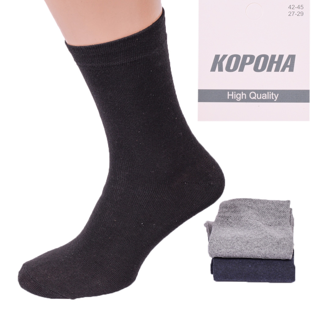 

Носки мужские черные Корона AV516-57-1. Упаковка 12 пар. Размер 42-45.