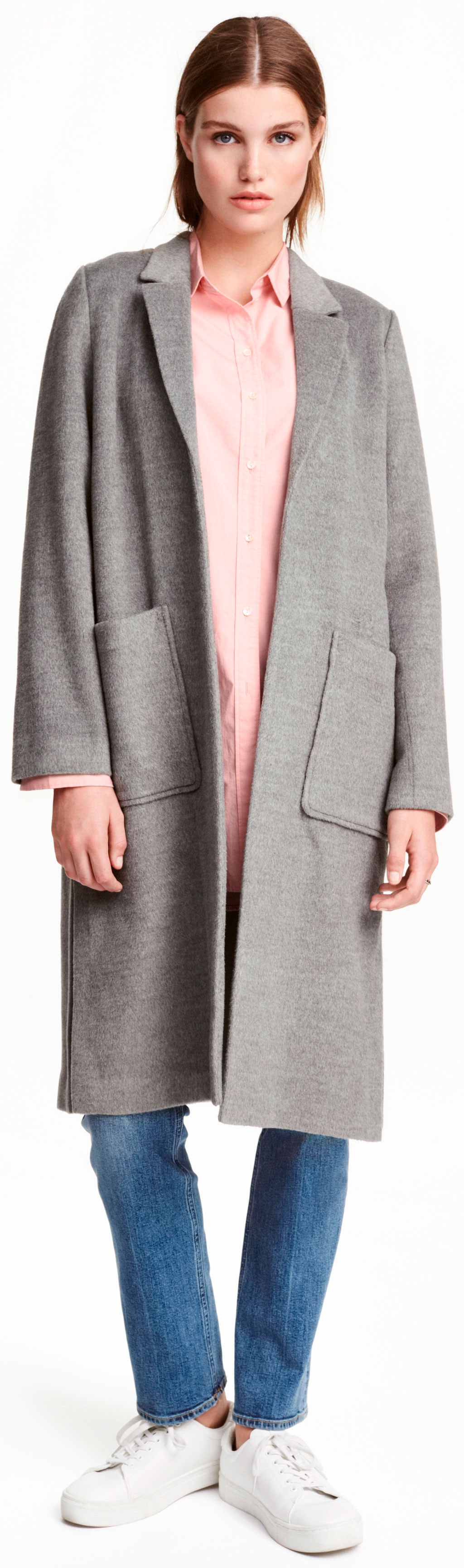 

Пальто H&M 03WLW63 32 Серое меланж