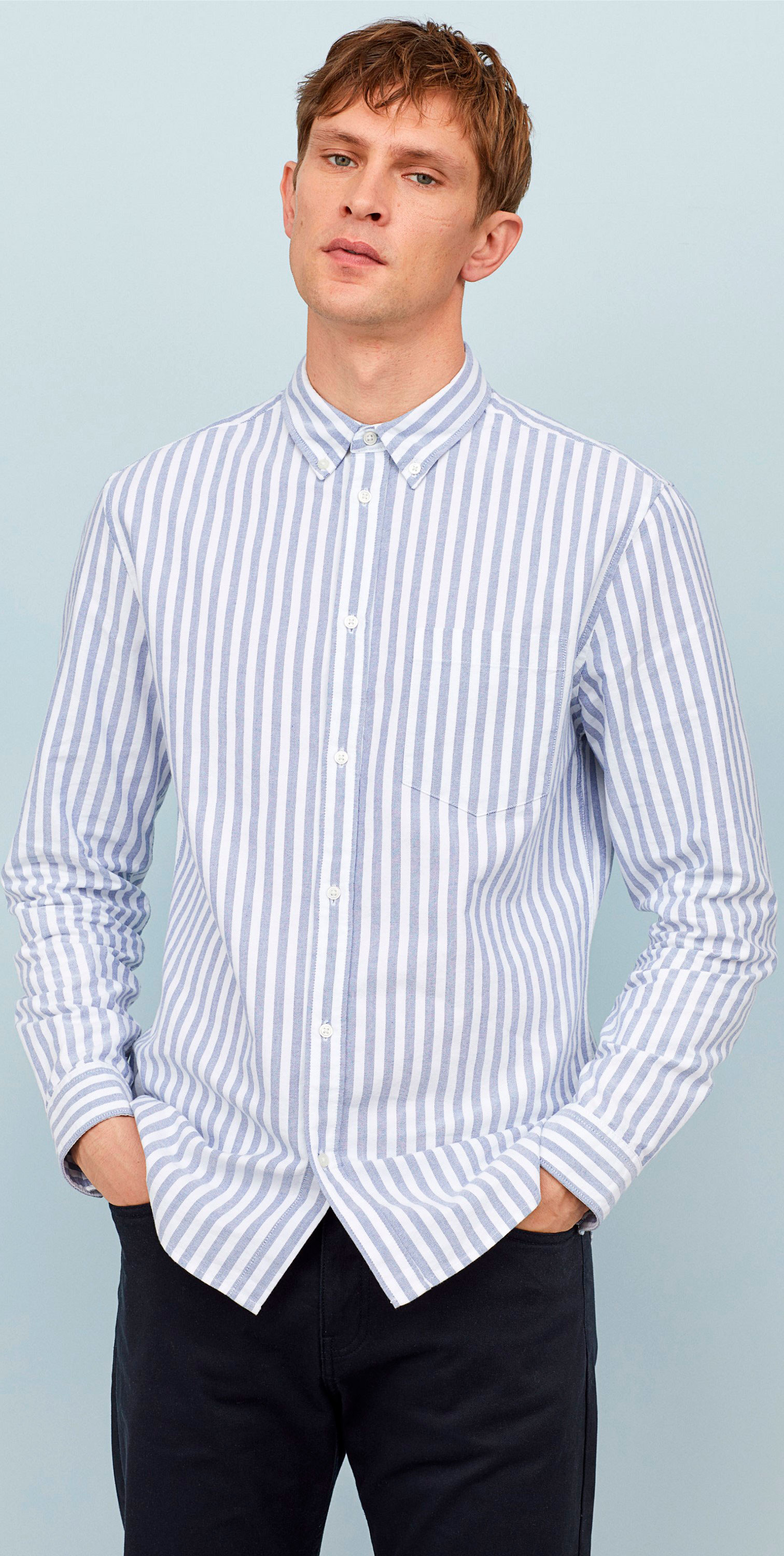 

Рубашка H&M 58VTS88 S Голубая с белым