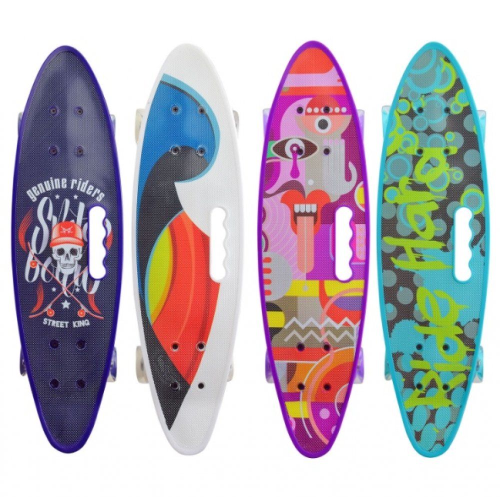 

Пенні борд S00526 (190526) PU колеса cо світлом, з ручкою, дека 60*17 см 4 кольори (2000904070060)