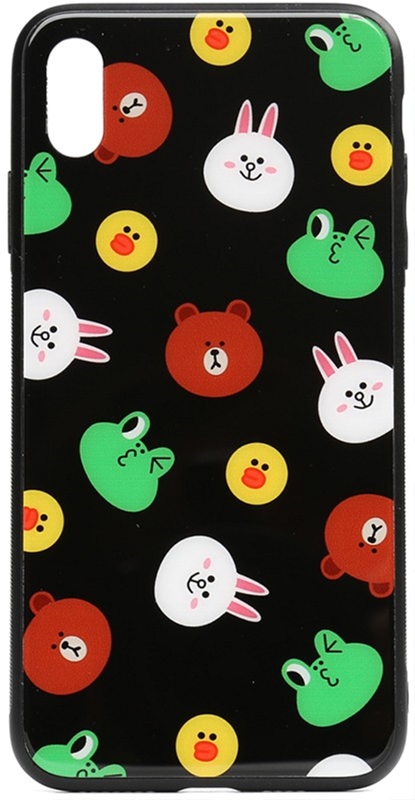 

Панель TOTO Cartoon Print Glass Case для Apple iPhone X/Xs Line friends Black
