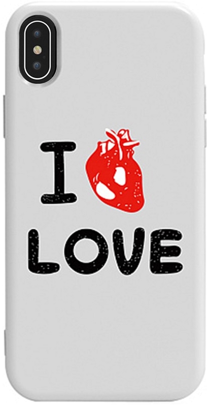 

Панель TOTO Pure TPU 2mm Print Case для Apple iPhone X/Xs #42 Love Heart White