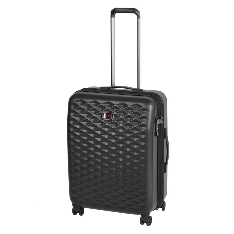 

Чемодан пластиковый Wenger, Lumen 24", средний, 4 колеса, чёрный