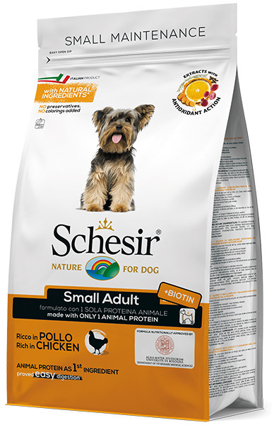 

Сухой монопротеиновый корм для собак малых пород Schesir Dog Small Adult Chicken 2 кг