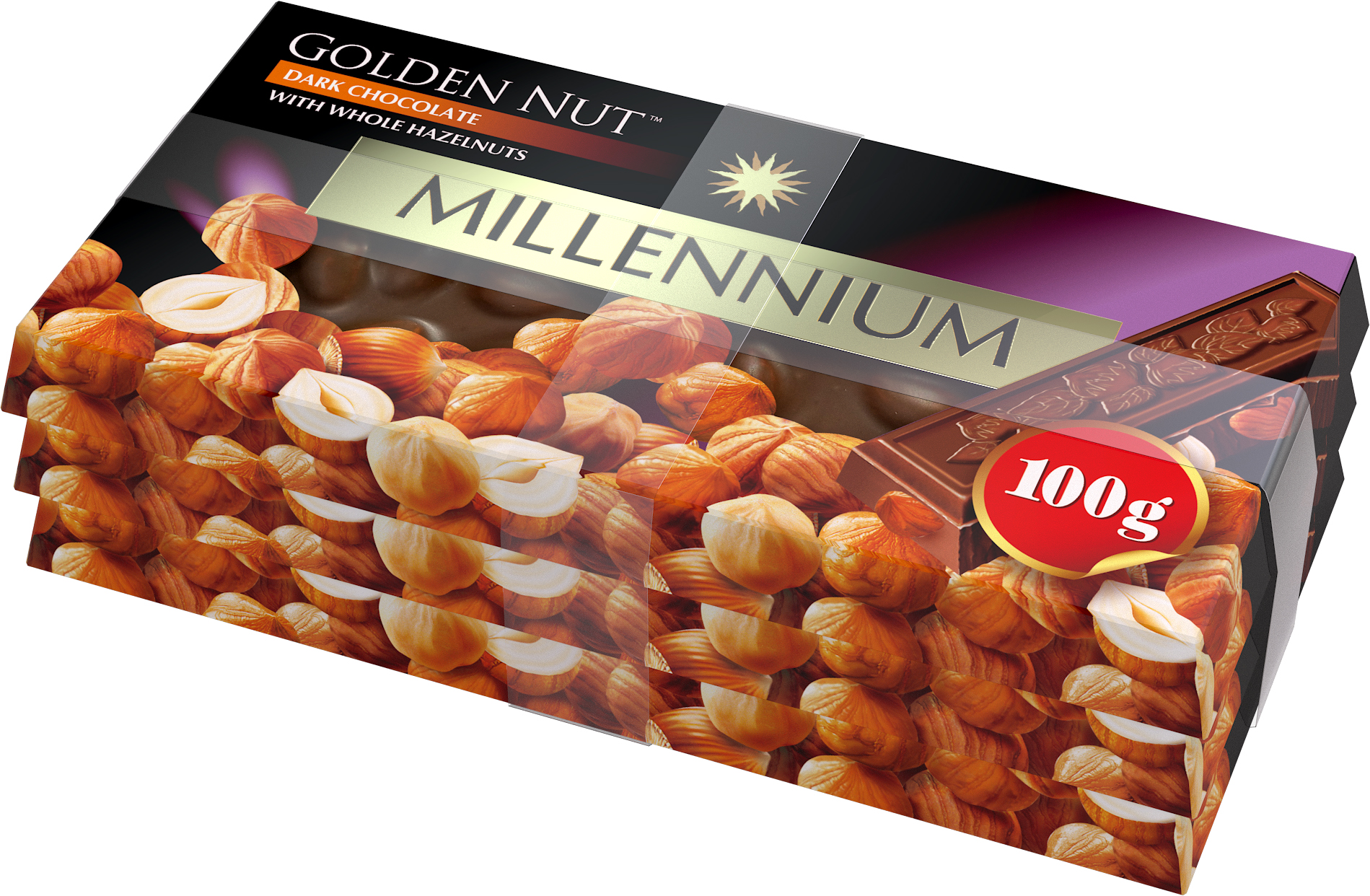Упаковка шоколаду Millennium чорного з цілим горіхом 3 шт. х 100 г ...