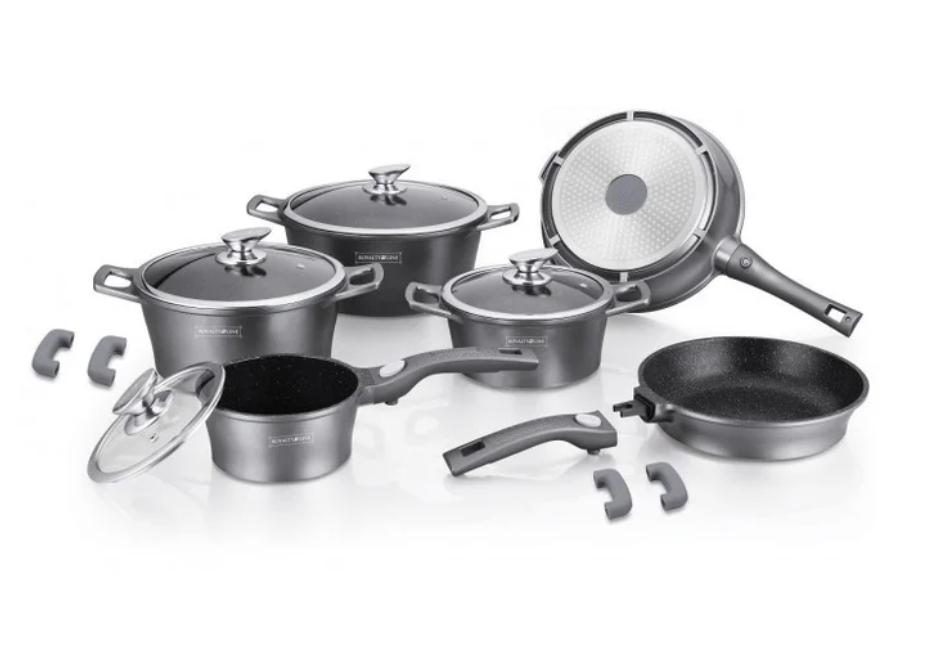 

Набор посуды Royalty Line с мраморным покрытием RL-ES 2014M silver