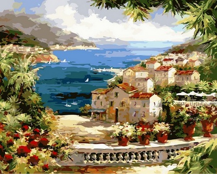 

Картина по номерам Mariposa Веранда с видом на океан 40*50 см (в коробке) арт.MR-Q2134