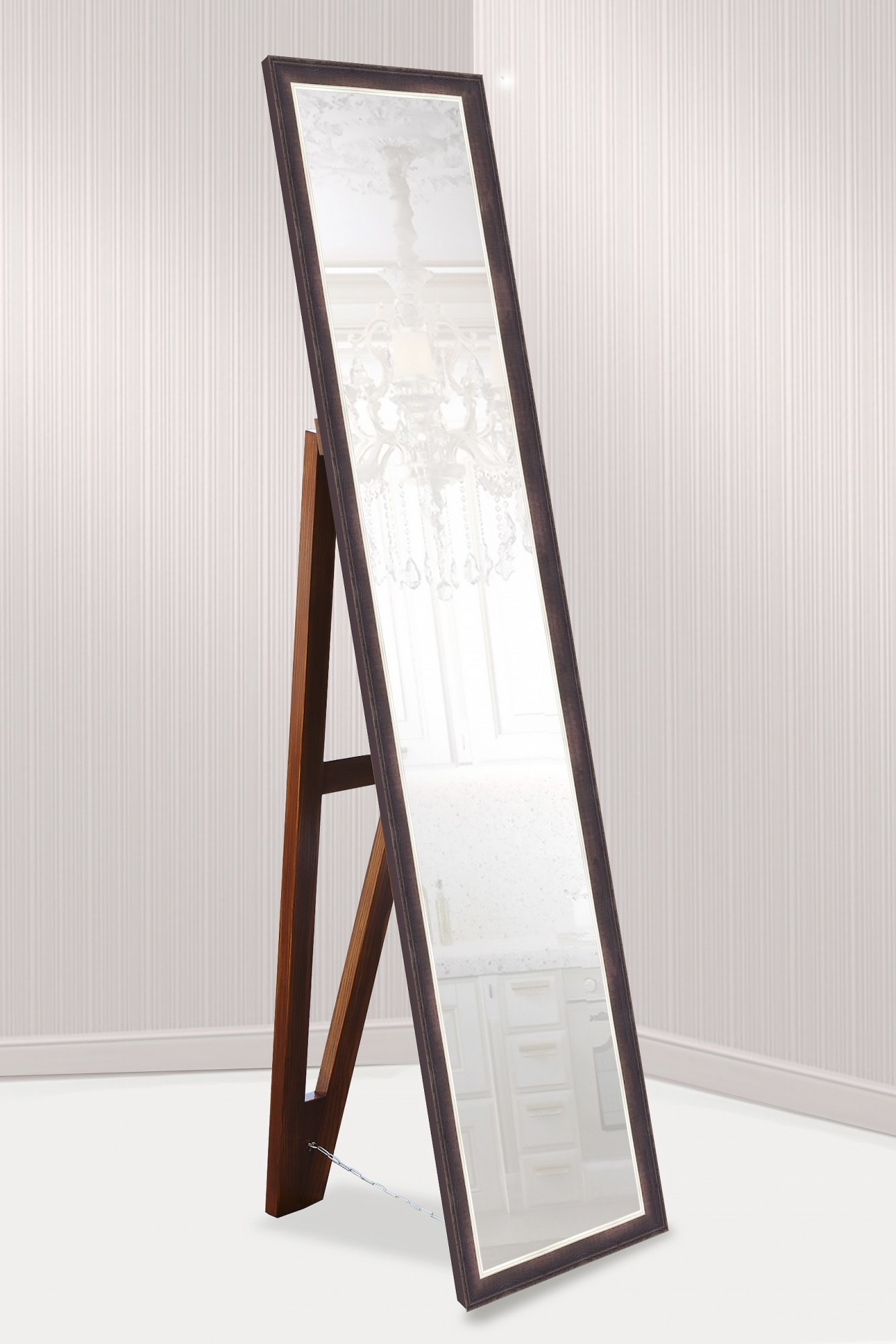 

Напольное зеркало в раме на деревянной подставке в полный рост Decorfrom Dark brown 45х168 коричневый