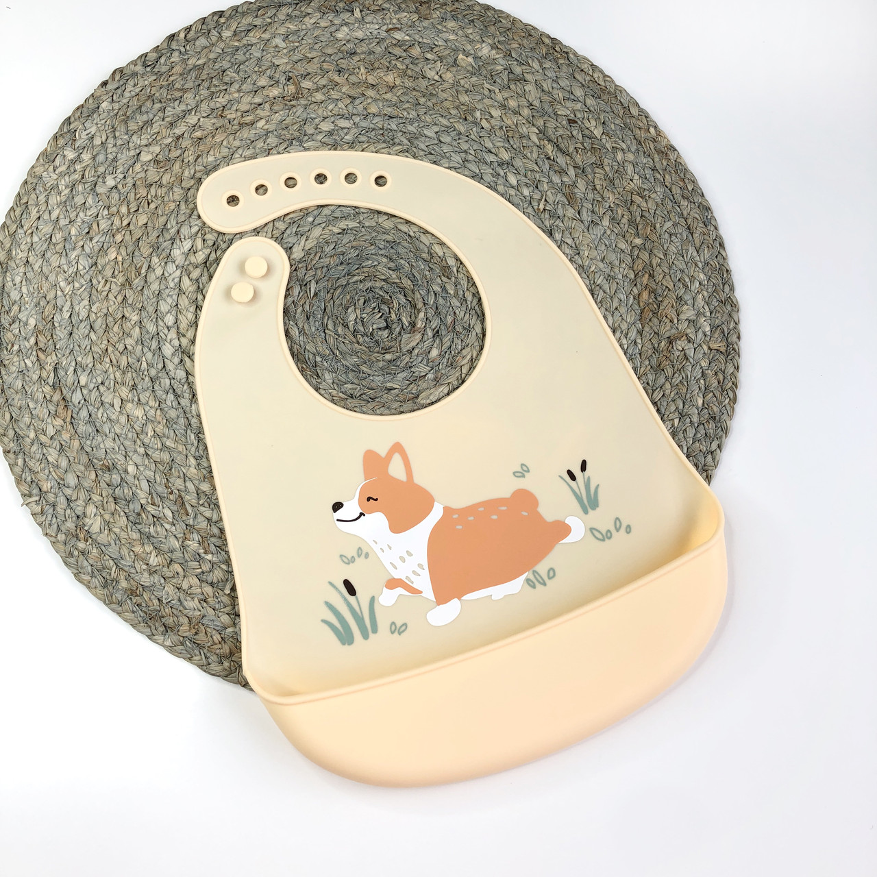 

Силиконовый слюнявчик с рисунком собачка My blanket кремовый