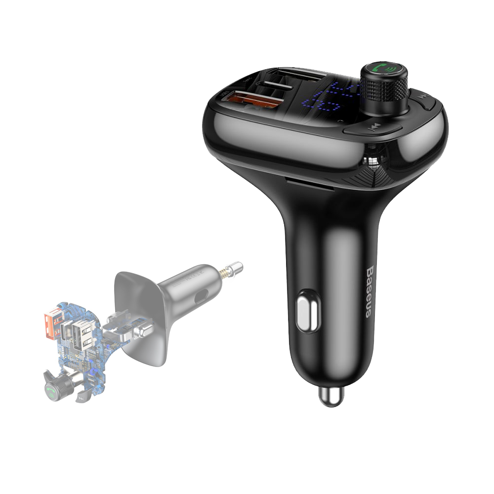 

Автомобильное зарядное устройство Baseus S-13 Bluetooth FM Launcher (2USB + Type-C) 2в1 FM-трансмитером с поддержкой Bluetooth для авто
