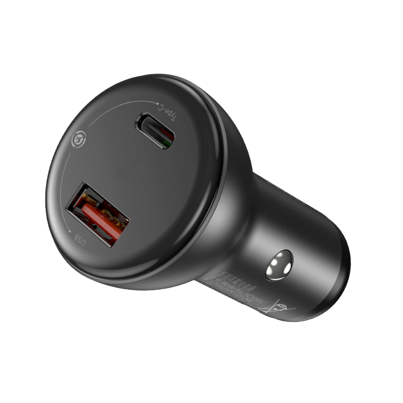 

Автомобильное зарядное устройство Baseus Digital Display PPS 45W (USB + Type-С) Быстрая зарядка Quick Charge 3.0 + Кабель Type-C на Type-C