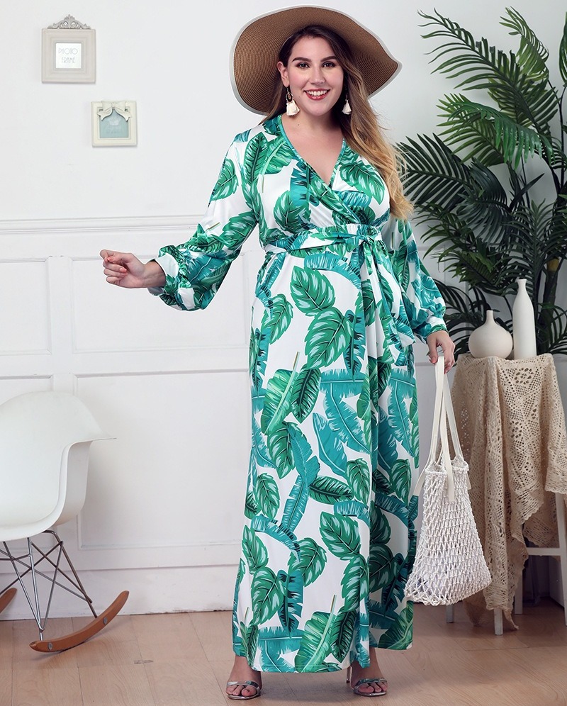 

Платье женское с V-вырезом Green leaves Berni Fashion PLUS (XL) Зеленый