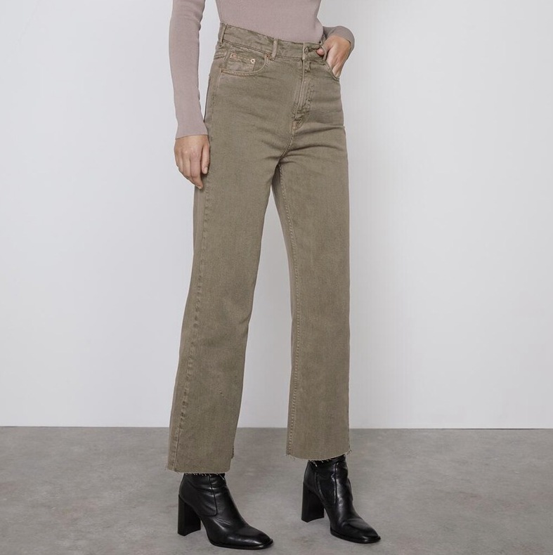 

Джинсы женские широкие с необработанным краем Khaki Berni Fashion (40) Хаки