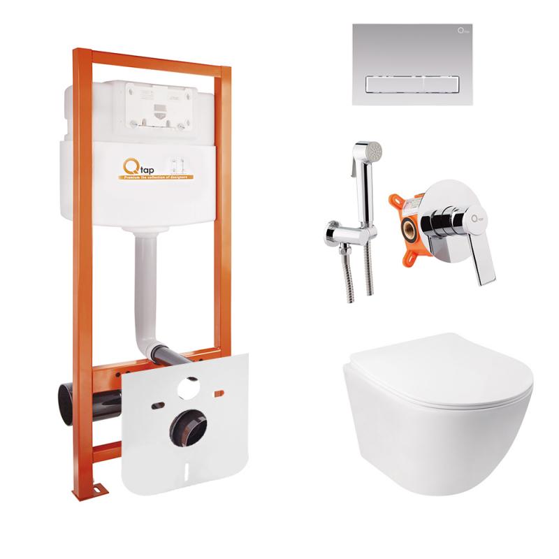 

Комплект Qtap инсталляция Nest QTNESTM425M08CRM + унитаз с сиденьем Jay QT07335176W + набор для гигиенического душа со смесителем Form QTFORMCRM001AB