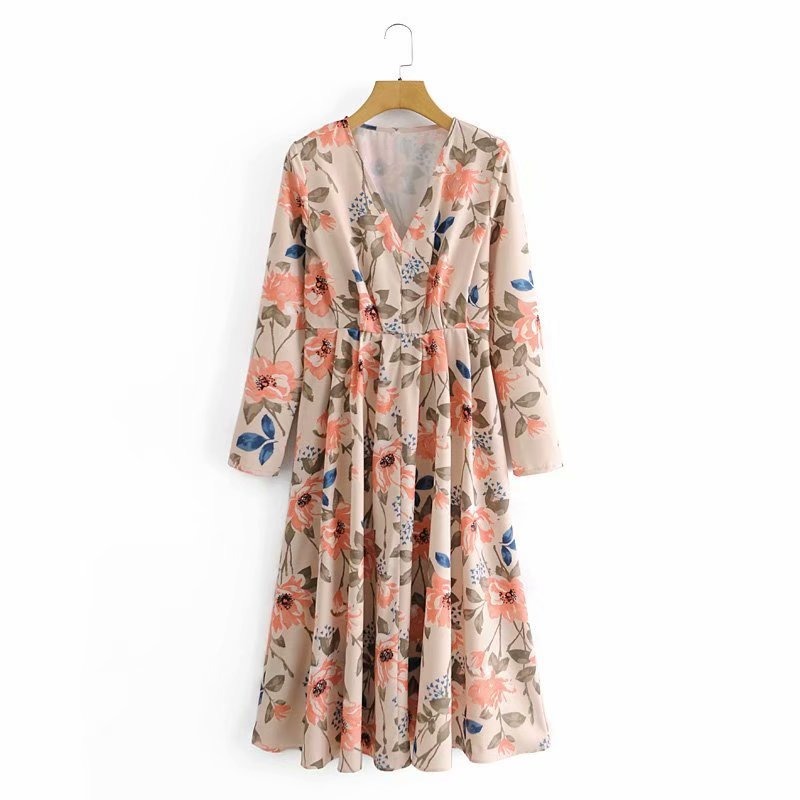 

Платье женское с цветочным принтом Peach flower Berni Fashion (L) Бежевый