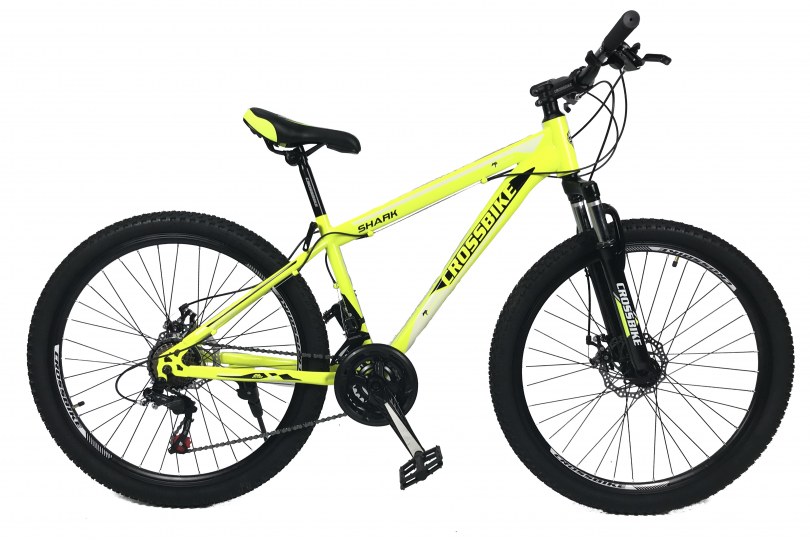

Велосипед CrossBike Shark 26" 13" Неоновый желтый-Черный-Белый