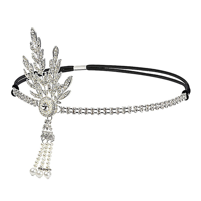 

Повязка на резинке В стиле Гэтсби DiaDemaGrand Серебряный с белым камнем (111808-15-2)