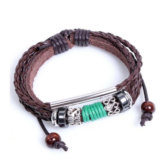 

Кожаный браслет Плетеный DiaDemaGrand Коричневый с зеленым (061503-9-7)