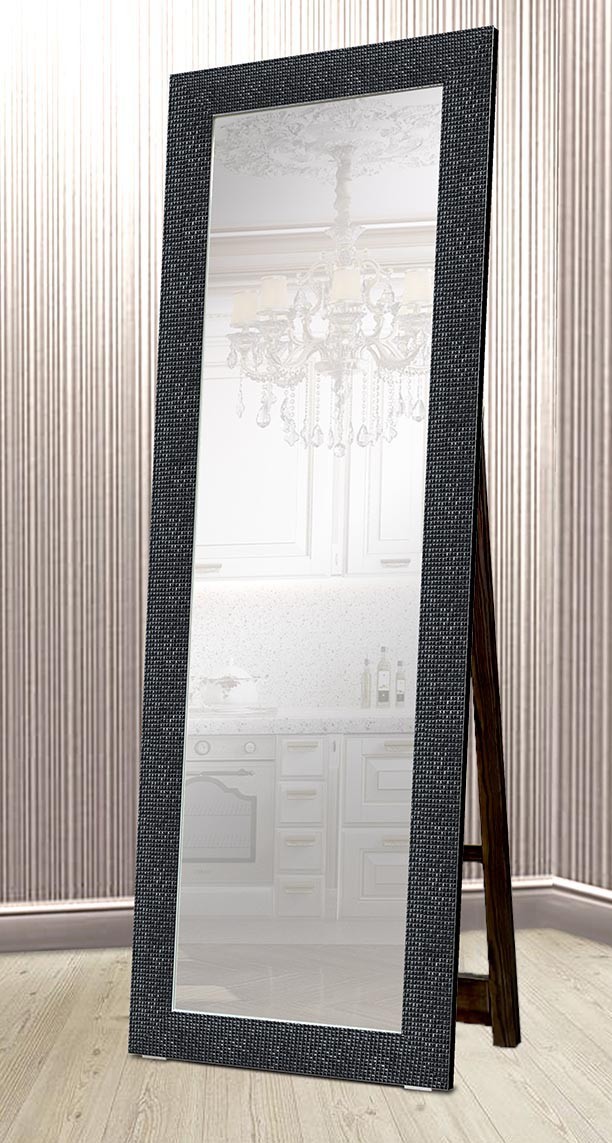 

Напольное зеркало в раме на деревянной подставке в полный рост для Decorfrom Black cube 60х174 см черный
